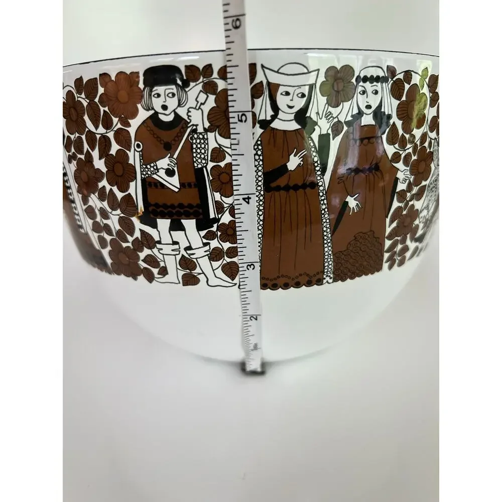 Kaj Franck for Finel Arabia Scandinavian White Brown Enamel Bowl JL